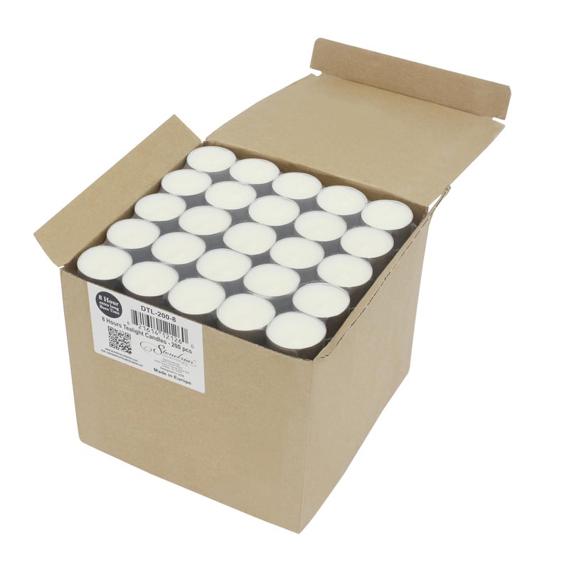 Stonebriar 100 Pack Unscented 8 Hour Extended Burn Time Tea Light Candles, White, 100 Count - Image 2
